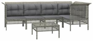 VidaXL 6 részes szürke polyrattan kerti ülőgarnitúra párnákkal