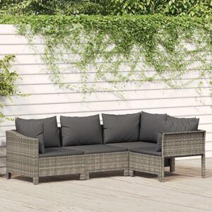 Polyrattan Kerti Ülőgarnitúra - 4 Részes - Szürke