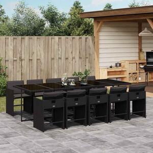 VidaXL Polyrattan Kerti Étkezőgarnitúra - 11 részes - Fekete