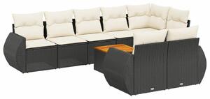 VidaXL Polyrattan Kerti Ülőgarnitúra - 9 részes - Fekete