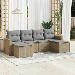 VidaXL Polyrattan Kerti Ülőgarnitúra - 6 részes - Bézs