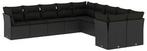VidaXL Polyrattan Kerti Ülőgarnitúra - 10 részes - Fekete