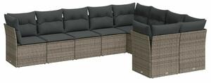 VidaXL Polyrattan Kerti Ülőgarnitúra - 9 részes - Szürke