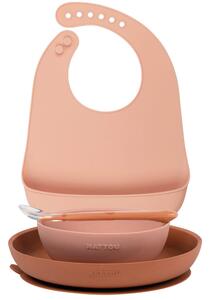 Nattou étkészlet szilikon 4 részes elõkével pink