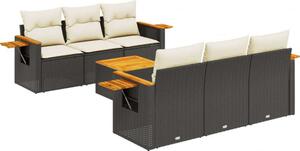 VidaXL Polyrattan Kerti Ülőgarnitúra - 7 részes - Fekete