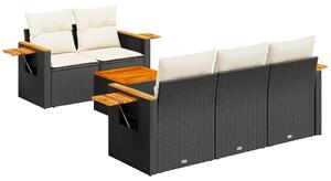 VidaXL Polyrattan Kerti Ülőgarnitúra - 6 részes - Fekete