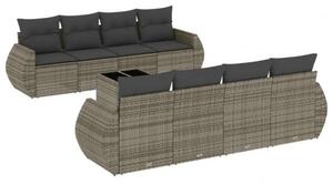 VidaXL Polyrattan Kerti Ülőgarnitúra - 9 részes - Szürke