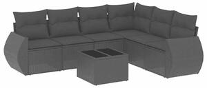 VidaXL Polyrattan Kerti Ülőgarnitúra - 7 részes - Fekete