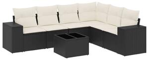 VidaXL Polyrattan Kerti Ülőgarnitúra - 7 részes - Fekete
