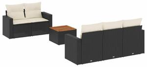 VidaXL Polyrattan Kerti Ülőgarnitúra - 6 részes - Fekete