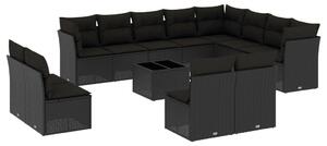 VidaXL Polyrattan Kerti Ülőgarnitúra - 13 részes - Fekete