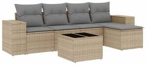 VidaXL Polyrattan Kerti Ülőgarnitúra - 6 részes - Bézs