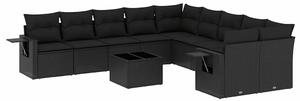 Polyrattan Kerti Ülőgarnitúra - 11 részes - Fekete