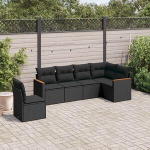 Polyrattan Kerti Ülőgarnitúra - 6 részes - Fekete