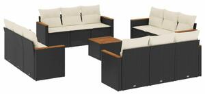 VidaXL Polyrattan Kerti Ülőgarnitúra - 13 részes - Fekete