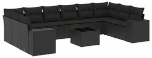 VidaXL Polyrattan Kerti Ülőgarnitúra - 11 részes - Fekete
