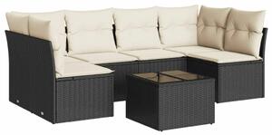 VidaXL Kerti Ülőgarnitúra - 7 részes - Fekete Polyrattan