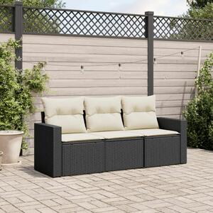 VidaXL 3 részes Kerti Ülőgarnitúra - Fekete Polyrattan