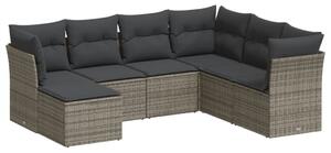 Polyrattan Kerti Ülőgarnitúra - 7 részes - Szürke