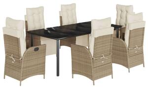Polyrattan Kerti Étkezőgarnitúra - 7 részes - Bézs