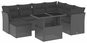 VidaXL 8 részes Kerti Ülőgarnitúra - Fekete Polyrattan