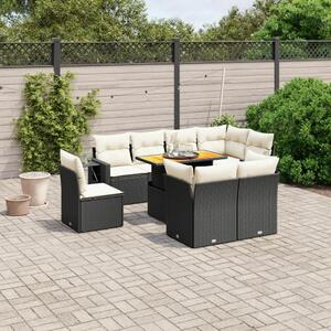 VidaXL Polyrattan Kerti Ülőgarnitúra - 9 részes - Fekete