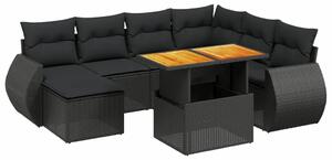 Polyrattan Kerti Ülőgarnitúra - 8 részes - Fekete