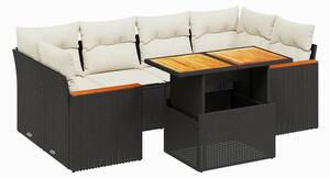 VidaXL 7 részes Kerti Ülőgarnitúra - Fekete Polyrattan