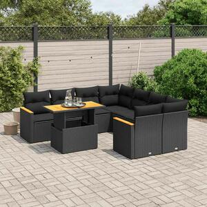 VidaXL Polyrattan Kerti Ülőgarnitúra - 9 részes - Fekete