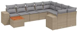 VidaXL 10 részes bézs polyrattan kerti ülőgarnitúra párnával