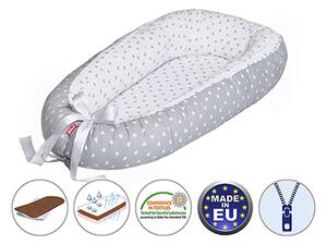 Scamp babafészek kókuszbetétes Little Heart White Grey BF002