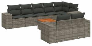 VidaXL 9-részes szürke polyrattan kerti ülőgarnitúra párnákkal