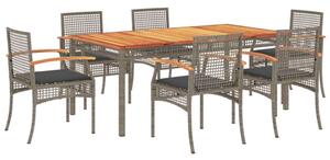 VidaXL - 7 Részes Kerti Étkezőgarnitúra - Polyrattan - Szürke