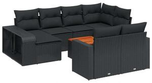 VidaXL Polyrattan Kerti Ülőgarnitúra - 11 részes - Fekete