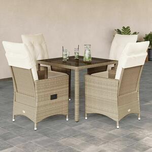 VidaXL Kerti Étkezőgarnitúra - Polyrattan - 5 részes - Bézs