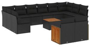VidaXL Polyrattan Kerti Ülőgarnitúra - 13 részes - Fekete