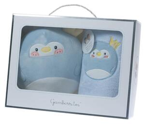 Gamberritos takaró wellsoft 80x110cm plüss játékkal kék pingvin 10756