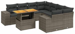 VidaXL Polyrattan Kerti Ülőgarnitúra - 9 részes - Szürke