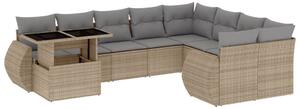 VidaXL Polyrattan Kerti Ülőgarnitúra - 10 részes - Bézs