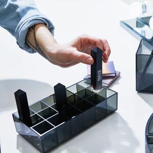 Matt fekete újrahasznosított műanyag fürdőszobai rendszerező kozmetikumokhoz Lip Station – iDesign