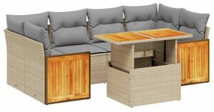 VidaXL Polyrattan Kerti Ülőgarnitúra - 7 részes - Bézs