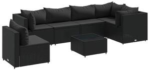 VidaXL Polyrattan Kerti Ülőgarnitúra - 7 részes - Fekete