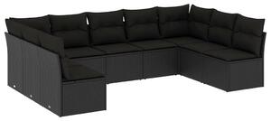 VidaXL Polyrattan Kerti Ülőgarnitúra - 9 részes - Fekete