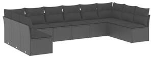 VidaXL Polyrattan Kerti Ülőgarnitúra - 10 részes - Fekete