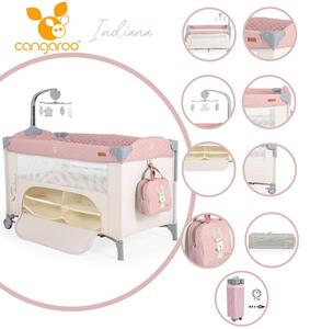 Moni Indiana 2 szintes utazóágy tároló rekesz, kistáska 14kg pink