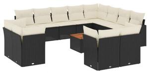 VidaXL Polyrattan Kerti Ülőgarnitúra - 13 részes - Fekete