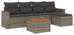 VidaXL Polyrattan Kerti Ülőgarnitúra - 6 részes - Szürke