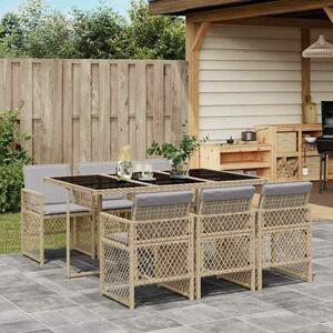 VidaXL Polyrattan Kerti Étkezőgarnitúra - 7 részes - Bézs