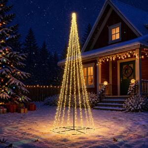 LED Karácsonyi Fenyő 485 cm 3000 LED Meleg fehér Acél Fekete