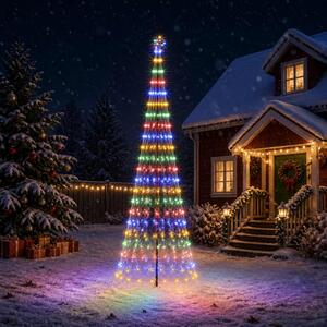 LED Karácsonyi Fenyő 400 cm 450 LED Többszínű Vas Fekete